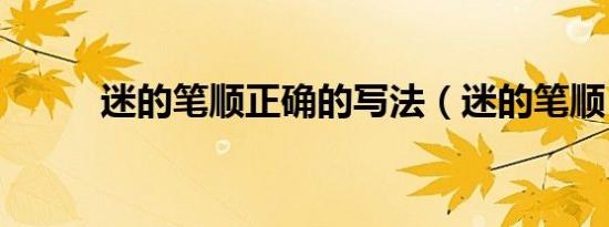 迷的笔顺正确的写法（迷的笔顺）
