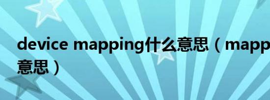 device mapping什么意思（mapping什么意思）