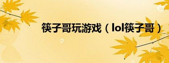 筷子哥玩游戏（lol筷子哥）