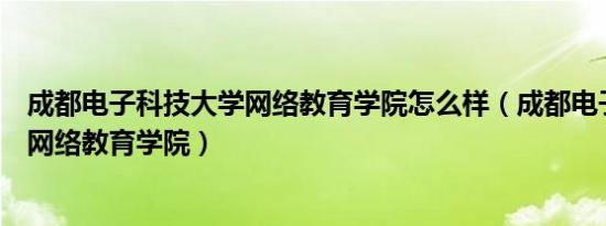 成都电子科技大学网络教育学院怎么样（成都电子科技大学网络教育学院）