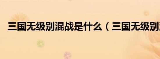 三国无级别混战是什么（三国无级别混战）