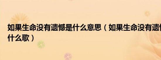 如果生命没有遗憾是什么意思（如果生命没有遗憾没有波澜什么歌）