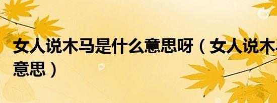 女人说木马是什么意思呀（女人说木马是什么意思）