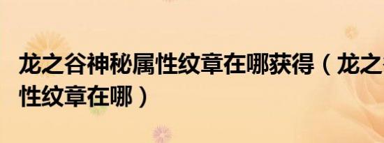 龙之谷神秘属性纹章在哪获得（龙之谷神秘属性纹章在哪）