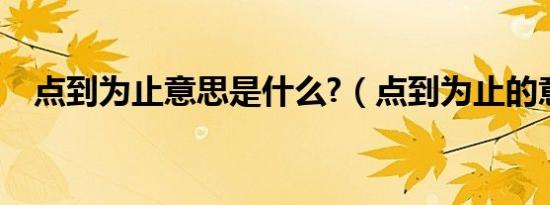 点到为止意思是什么?（点到为止的意思）