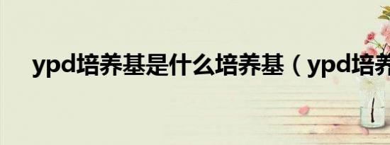 ypd培养基是什么培养基（ypd培养基）