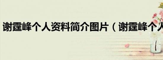 谢霆峰个人资料简介图片（谢霆峰个人资料）