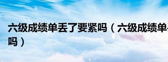 六级成绩单丢了要紧吗（六级成绩单丢了严重吗）
