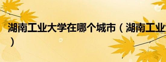 湖南工业大学在哪个城市（湖南工业大学在哪）