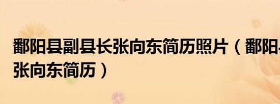 鄱阳县副县长张向东简历照片（鄱阳县副县长张向东简历）