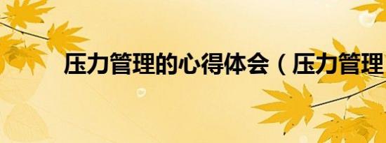 压力管理的心得体会（压力管理）