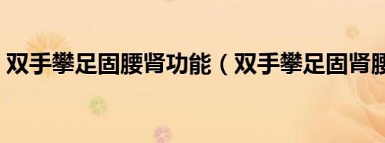 双手攀足固腰肾功能（双手攀足固肾腰害人）