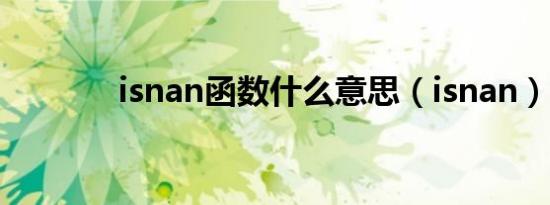 isnan函数什么意思（isnan）