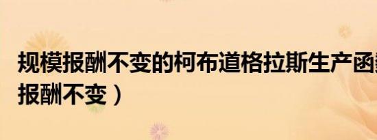 规模报酬不变的柯布道格拉斯生产函数（规模报酬不变）