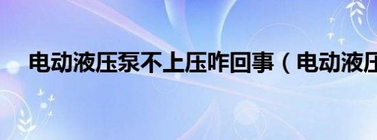 电动液压泵不上压咋回事（电动液压泵）