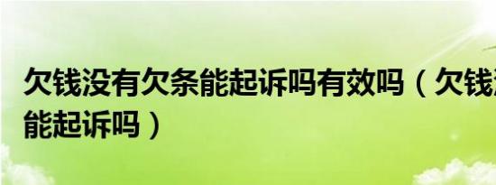 欠钱没有欠条能起诉吗有效吗（欠钱没有欠条能起诉吗）