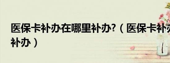 医保卡补办在哪里补办?（医保卡补办在哪里补办）