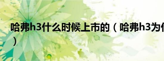 哈弗h3什么时候上市的（哈弗h3为什么停产）