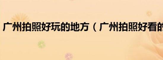 广州拍照好玩的地方（广州拍照好看的地方）