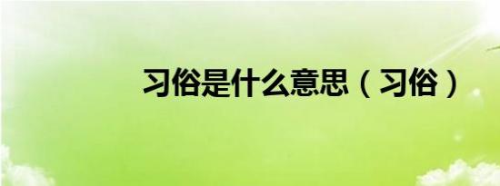 习俗是什么意思（习俗）