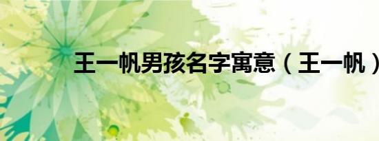 王一帆男孩名字寓意（王一帆）