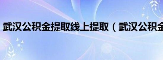武汉公积金提取线上提取（武汉公积金提取）