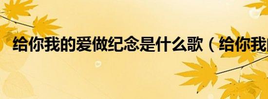 给你我的爱做纪念是什么歌（给你我的爱）