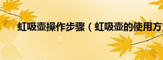 虹吸壶操作步骤（虹吸壶的使用方法）