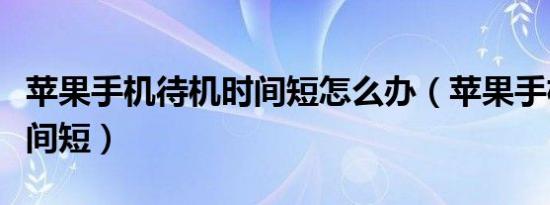 苹果手机待机时间短怎么办（苹果手机待机时间短）
