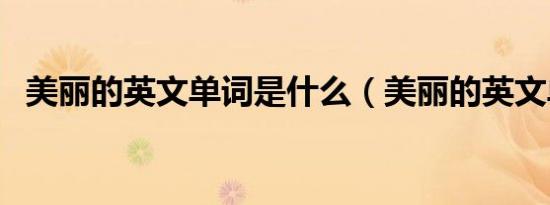 美丽的英文单词是什么（美丽的英文单词）