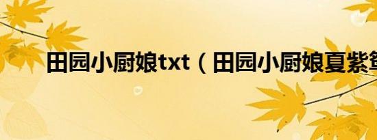 田园小厨娘txt（田园小厨娘夏紫鸳）