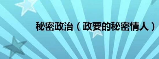 秘密政治（政要的秘密情人）