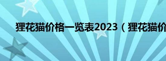 狸花猫价格一览表2023（狸花猫价格）