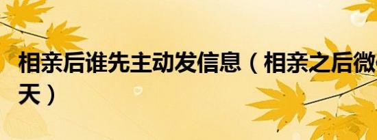 相亲后谁先主动发信息（相亲之后微信怎么聊天）