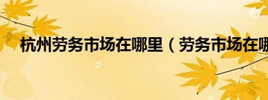 杭州劳务市场在哪里（劳务市场在哪里）