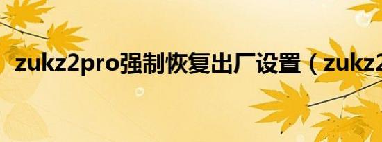 zukz2pro强制恢复出厂设置（zukz2pro）