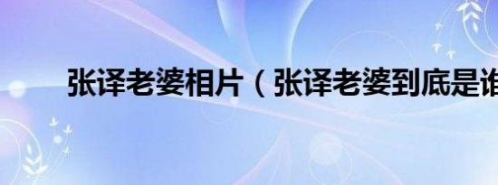 张译老婆相片（张译老婆到底是谁）