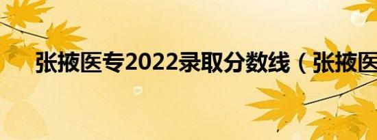 张掖医专2022录取分数线（张掖医专）