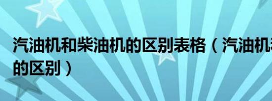 汽油机和柴油机的区别表格（汽油机和柴油机的区别）
