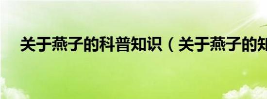 关于燕子的科普知识（关于燕子的知识）