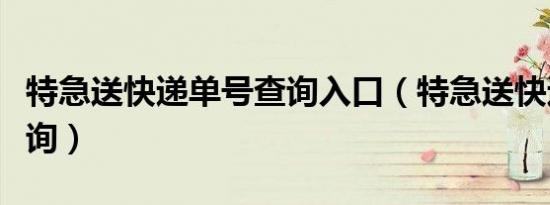 特急送快递单号查询入口（特急送快递单号查询）