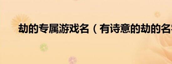劫的专属游戏名（有诗意的劫的名字）