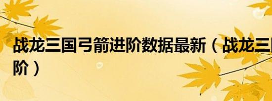 战龙三国弓箭进阶数据最新（战龙三国弓箭进阶）