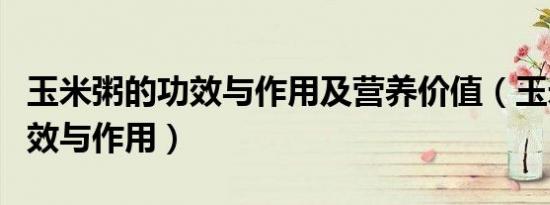 玉米粥的功效与作用及营养价值（玉米粥的功效与作用）