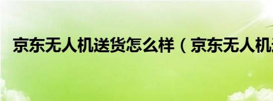 京东无人机送货怎么样（京东无人机送货）