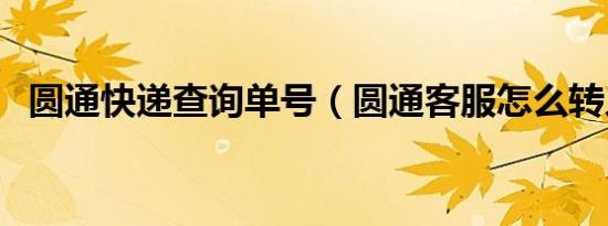 圆通快递查询单号（圆通客服怎么转人工）