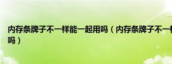内存条牌子不一样能一起用吗（内存条牌子不一样可以兼容吗）
