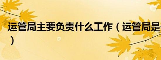 运管局主要负责什么工作（运管局是干什么的）