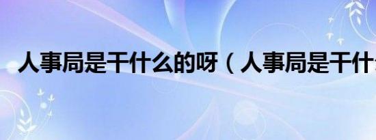 人事局是干什么的呀（人事局是干什么的）