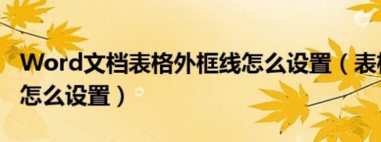 Word文档表格外框线怎么设置（表格外框线怎么设置）